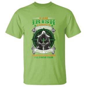 Irish Pride T Shirt I Am Irish I Don't Start Fights But You Can Bet Your Lucky Charms TS11 Lime Print Your Wear