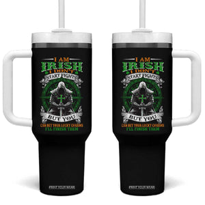 Irish Pride Tumbler With Handle I Am Irish I Don't Start Fights But You Can Bet Your Lucky Charms TS11 One Size: 40 oz Black Print Your Wear