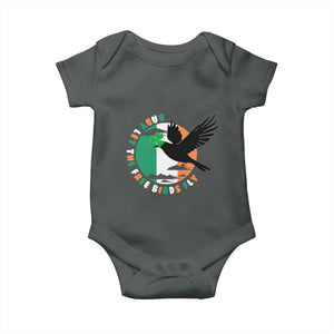 Irish Pride Baby Onesie Baby Let The Free Birds Fly Ireland Flag Shamrock TS11 Dark Heather Print Your Wear