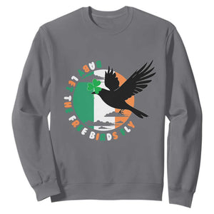 Irish Pride Sweatshirt Baby Let The Free Birds Fly Ireland Flag Shamrock TS11 Charcoal Print Your Wear