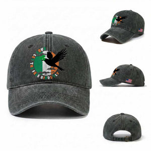 Irish Pride Washed Cotton Baseball Cap Baby Let The Free Birds Fly Ireland Flag Shamrock TS11 Washed Cap Universal Fit Dark Green Print Your Wear