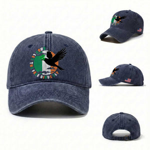 Irish Pride Washed Cotton Baseball Cap Baby Let The Free Birds Fly Ireland Flag Shamrock TS11 Washed Cap Universal Fit Navy Print Your Wear