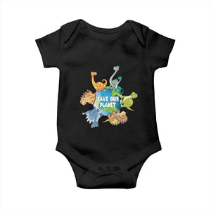 Earth Day Save Our Planet Baby Onesie Cute Dinosaurs Around World TS11 Black Print Your Wear