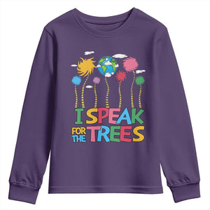 Funny Earth Day I Speak For The Trees Youth Sweatshirt Hippie Trees TS11 Purple Print Your Wear