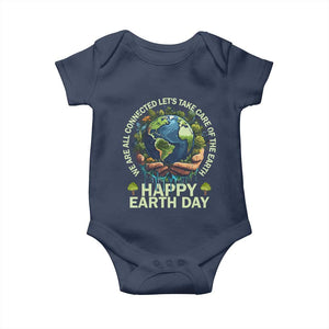 Happy Earth Day Baby Onesie We Are All Connected Let's Take Care Of The Earth TS11 Navy Print Your Wear