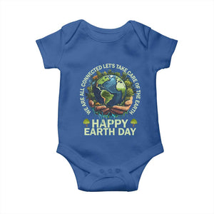 Happy Earth Day Baby Onesie We Are All Connected Let's Take Care Of The Earth TS11 Royal Blue Print Your Wear