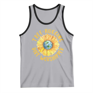 Earth Day Tree Hugging Dirt Worshipper Tank Top Earth Sunflower TS11 Athletic Heather Black Print Your Wear