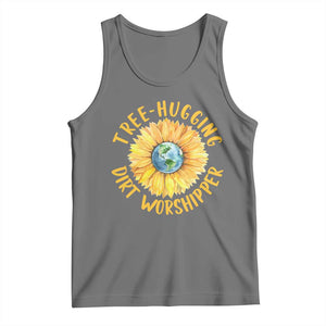 Earth Day Tree Hugging Dirt Worshipper Tank Top Earth Sunflower TS11 Black Heather Print Your Wear