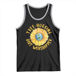 Earth Day Tree Hugging Dirt Worshipper Tank Top Earth Sunflower TS11 Black Athletic Heather Print Your Wear