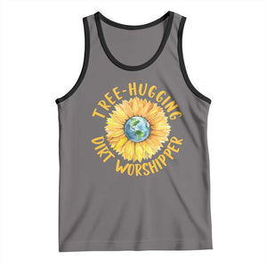 Earth Day Tree Hugging Dirt Worshipper Tank Top Earth Sunflower TS11 Deep Heather Black Print Your Wear