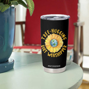 Earth Day Tree Hugging Dirt Worshipper Tumbler Cup Earth Sunflower TS11 Print Your Wear