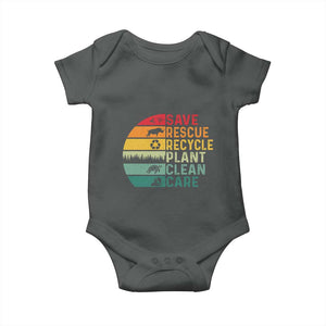 Earth Day Baby Onesie Save Bees Rescue Animals Recycle Plastic TS11 Dark Heather Print Your Wear