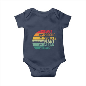 Earth Day Baby Onesie Save Bees Rescue Animals Recycle Plastic TS11 Navy Print Your Wear