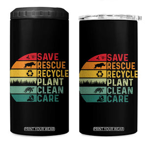 Earth Day 4 in 1 Can Cooler Tumbler Save Bees Rescue Animals Recycle Plastic TS11 One Size: 16 oz Black Print Your Wear