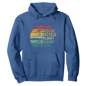 Earth Day Hoodie Save Bees Rescue Animals Recycle Plastic TS11 Royal Blue Print Your Wear