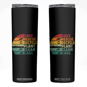 Earth Day Skinny Tumbler Save Bees Rescue Animals Recycle Plastic TS11 Black Print Your Wear