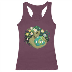 LOVE Mother Earth Day Save Our Planet Environment Green Racerback Tank Top TS11 Maroon Print Your Wear