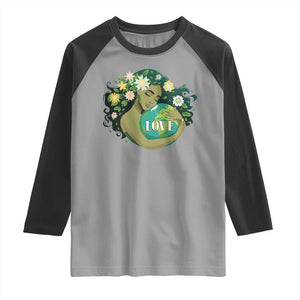 LOVE Mother Earth Day Save Our Planet Environment Green Raglan Shirt TS11 Sport Gray Black Print Your Wear