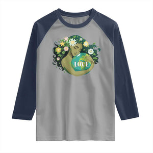 LOVE Mother Earth Day Save Our Planet Environment Green Raglan Shirt TS11 Sport Gray Navy Print Your Wear