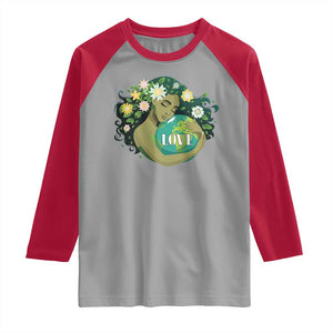 LOVE Mother Earth Day Save Our Planet Environment Green Raglan Shirt TS11 Sport Gray Red Print Your Wear