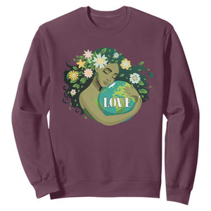 LOVE Mother Earth Day Save Our Planet Environment Green Sweatshirt TS11 Maroon Print Your Wear