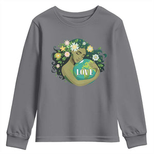 LOVE Mother Earth Day Save Our Planet Environment Green Youth Sweatshirt TS11 Charcoal Print Your Wear