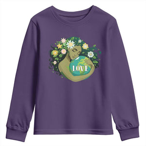 LOVE Mother Earth Day Save Our Planet Environment Green Youth Sweatshirt TS11 Purple Print Your Wear