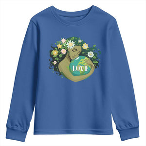 LOVE Mother Earth Day Save Our Planet Environment Green Youth Sweatshirt TS11 Royal Blue Print Your Wear