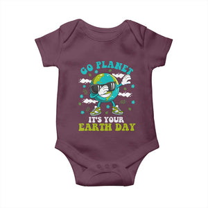 Funny Go Planet It's Your Earth Day Baby Onesie Dabbing Earth Flower TS11 Maroon Print Your Wear