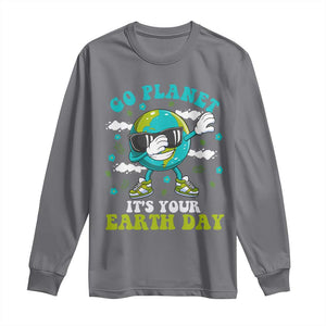 Funny Go Planet It's Your Earth Day Long Sleeve Shirt Dabbing Earth Flower TS11 Charcoal Print Your Wear
