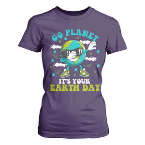 Funny Go Planet It's Your Earth Day T Shirt For Women Dabbing Earth Flower TS11 Purple Print Your Wear