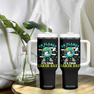 Funny Go Planet It's Your Earth Day Tumbler With Handle Dabbing Earth Flower TS11 Print Your Wear