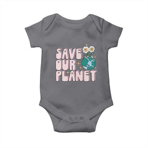 Earth Day Save Our Planet Baby Onesie Cute Retro Groove Flower TS11 Charcoal Print Your Wear