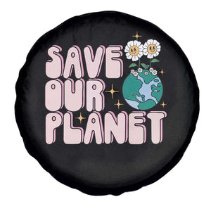 Earth Day Save Our Planet Spare Tire Cover Cute Retro Groove Flower TS11 Print Your Wear