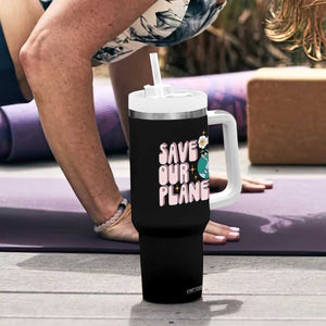 Earth Day Save Our Planet Tumbler With Handle Cute Retro Groove Flower TS11 Print Your Wear