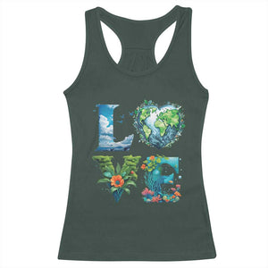 LOVE Planet Nature Anniversary Earth Day Racerback Tank Top TS11 Dark Forest Green Print Your Wear