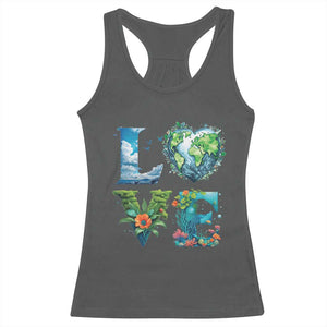 LOVE Planet Nature Anniversary Earth Day Racerback Tank Top TS11 Dark Heather Print Your Wear