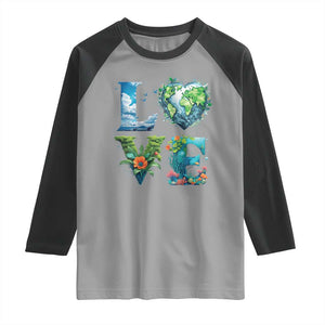 LOVE Planet Nature Anniversary Earth Day Raglan Shirt TS11 Sport Gray Black Print Your Wear