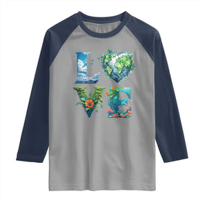 LOVE Planet Nature Anniversary Earth Day Raglan Shirt TS11 Sport Gray Navy Print Your Wear