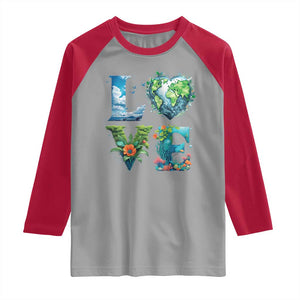 LOVE Planet Nature Anniversary Earth Day Raglan Shirt TS11 Sport Gray Red Print Your Wear