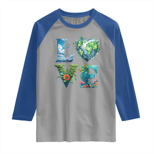 LOVE Planet Nature Anniversary Earth Day Raglan Shirt TS11 Sport Gray Royal Print Your Wear