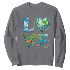 LOVE Planet Nature Anniversary Earth Day Sweatshirt TS11 Charcoal Print Your Wear