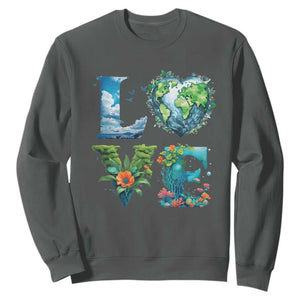 LOVE Planet Nature Anniversary Earth Day Sweatshirt TS11 Dark Heather Print Your Wear