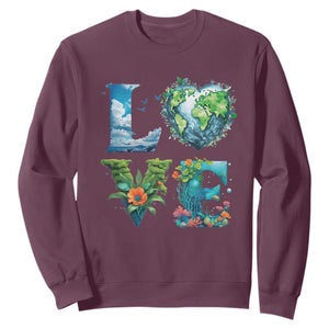 LOVE Planet Nature Anniversary Earth Day Sweatshirt TS11 Maroon Print Your Wear