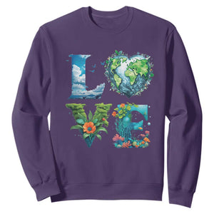 LOVE Planet Nature Anniversary Earth Day Sweatshirt TS11 Purple Print Your Wear