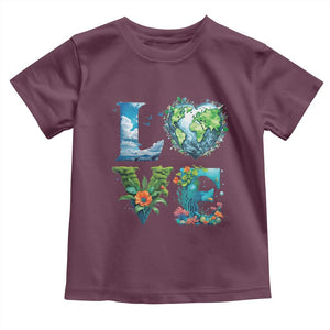 LOVE Planet Nature Anniversary Earth Day Toddler T Shirt TS11 Maroon Print Your Wear