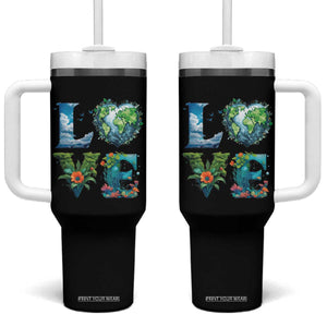 LOVE Planet Nature Anniversary Earth Day Tumbler With Handle TS11 One Size: 40 oz Black Print Your Wear