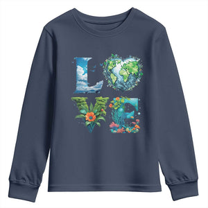 LOVE Planet Nature Anniversary Earth Day Youth Sweatshirt TS11 Navy Print Your Wear