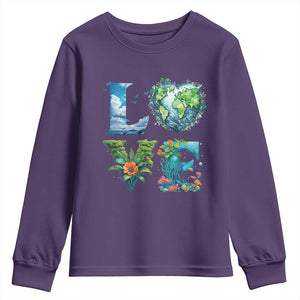LOVE Planet Nature Anniversary Earth Day Youth Sweatshirt TS11 Purple Print Your Wear