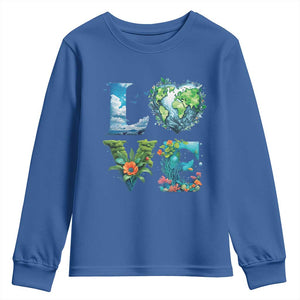 LOVE Planet Nature Anniversary Earth Day Youth Sweatshirt TS11 Royal Blue Print Your Wear